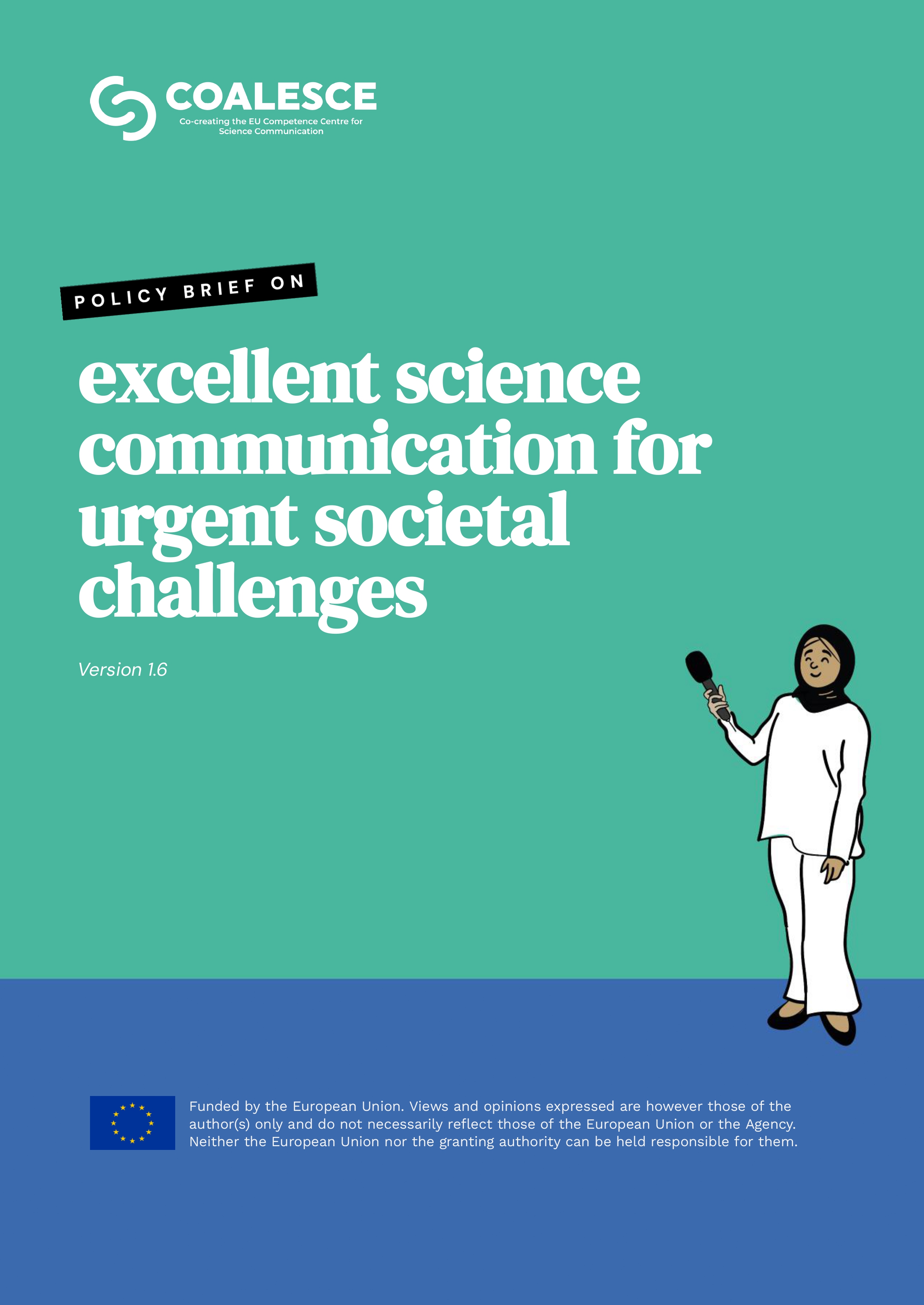 cover image of policy brief on "excellent science communication for urgent societal challenges"